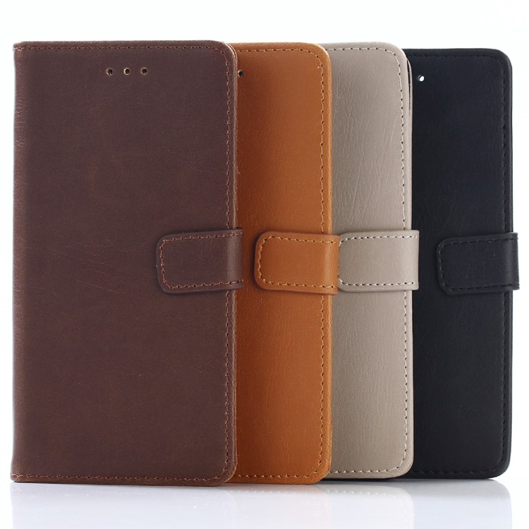 Retro Style Crazy Horse Texture Leather Wallet Case for Huawei P10 - Black-5