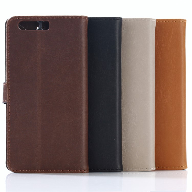 Retro Style Crazy Horse Texture Leather Wallet Case for Huawei P10 - Black-6