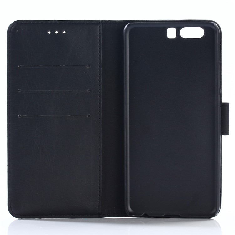 Retro Style Crazy Horse Texture Leather Wallet Cell Phone Case for Huawei P10 Plus - Black-3