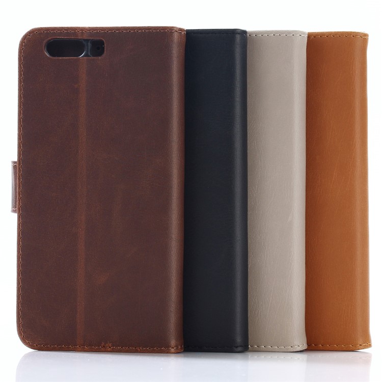 Retro Style Crazy Horse Texture Leather Wallet Cell Phone Case for Huawei P10 Plus - Black-6