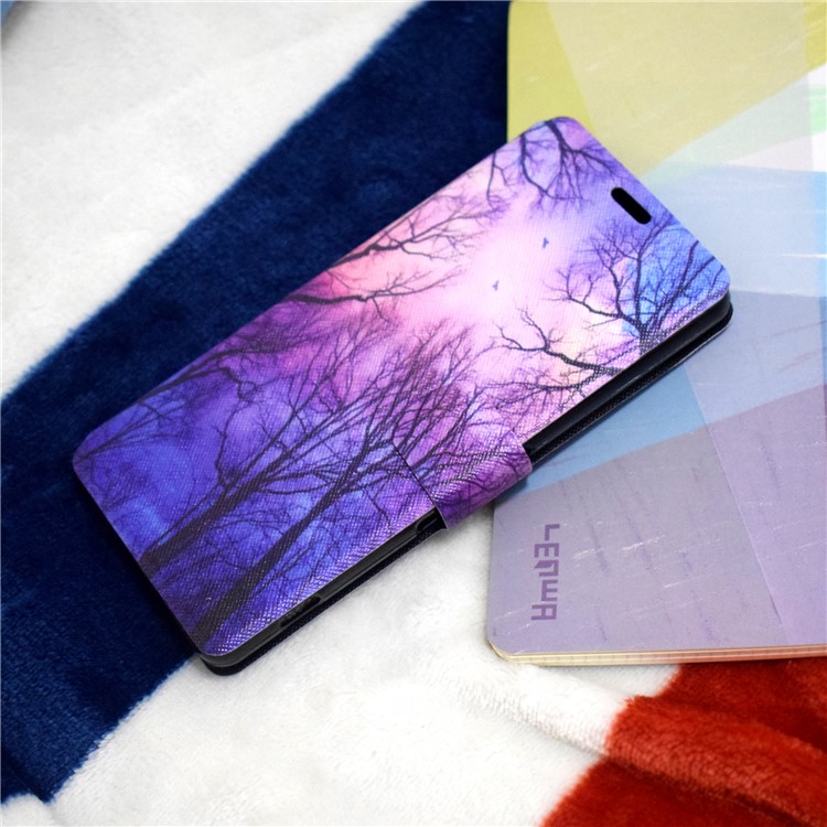 Pattern Printing Foldable Leather Card Slot Case for Huawei P8 Lite (2017) / Honor 8 Lite - Night Scene-1