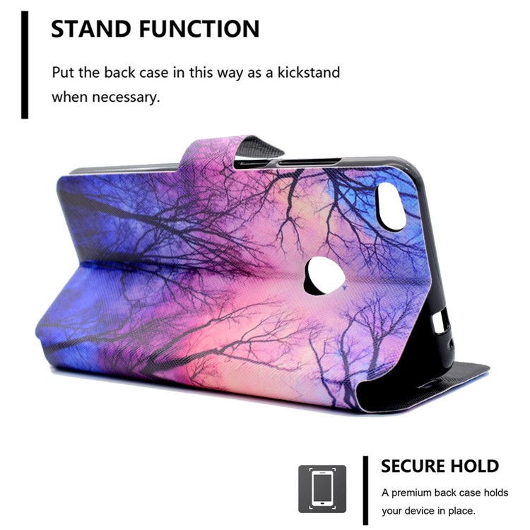 Pattern Printing Foldable Leather Card Slot Case for Huawei P8 Lite (2017) / Honor 8 Lite - Night Scene-10