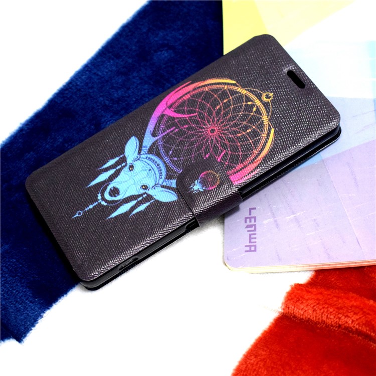 Pattern Printing PU Leather Mobile Shell for Huawei P10 - Dream Catcher and Elk-1