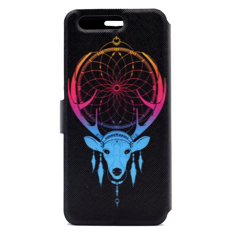 Pattern Printing PU Leather Mobile Shell for Huawei P10 - Dream Catcher and Elk-3
