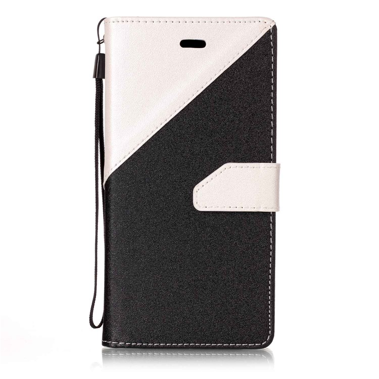 Sand-like Grain Bi-Color Leather Wallet Cover with Strap for Huawei P8 Lite (2017) / Honor 8 Lite - White-1