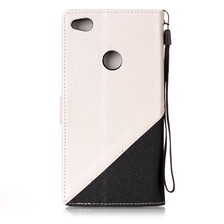 Sand-like Grain Bi-Color Leather Wallet Cover with Strap for Huawei P8 Lite (2017) / Honor 8 Lite - White-2