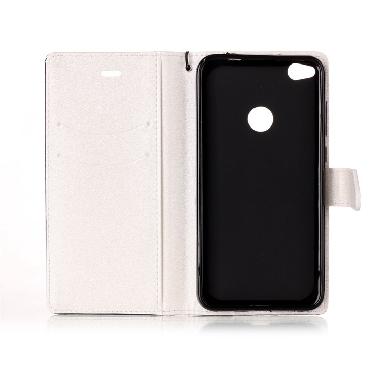 Sand-like Grain Bi-Color Leather Wallet Cover with Strap for Huawei P8 Lite (2017) / Honor 8 Lite - White-3
