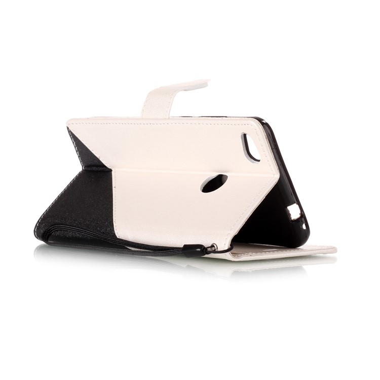Sand-like Grain Bi-Color Leather Wallet Cover with Strap for Huawei P8 Lite (2017) / Honor 8 Lite - White-4
