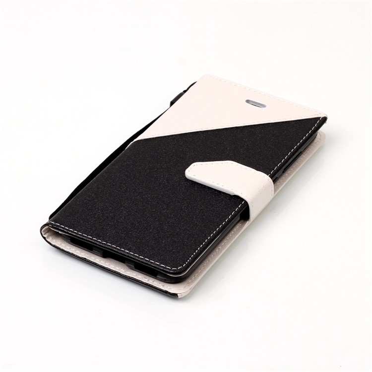 Sand-like Grain Bi-Color Leather Wallet Cover with Strap for Huawei P8 Lite (2017) / Honor 8 Lite - White-5