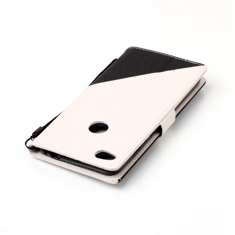 Sand-like Grain Bi-Color Leather Wallet Cover with Strap for Huawei P8 Lite (2017) / Honor 8 Lite - White-6