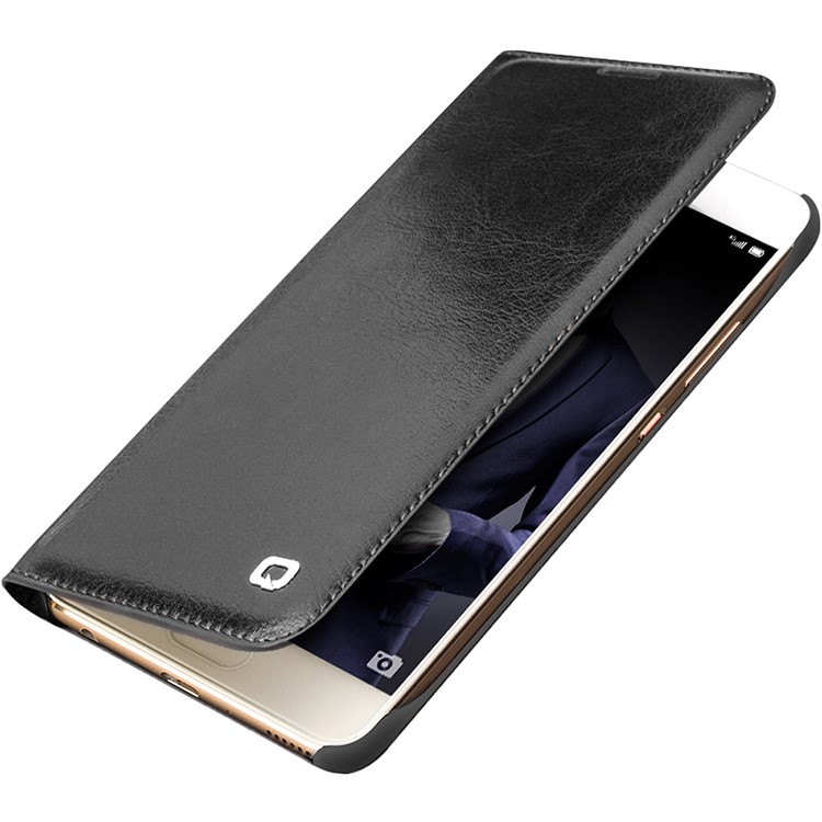 QIALINO Classical Cowhide Leather Case Shell for Huawei P10 Plus - Black-1
