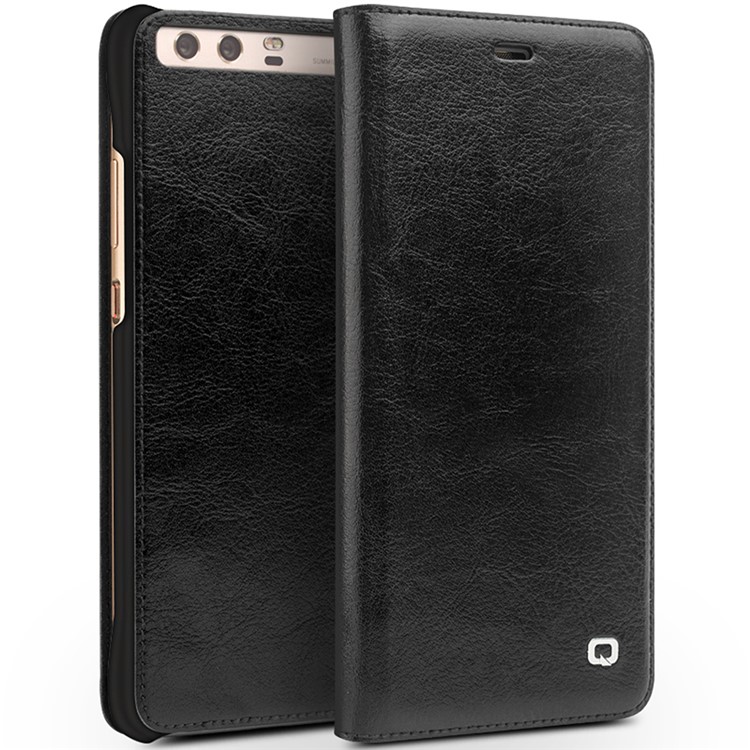 QIALINO Classical Cowhide Leather Case Shell for Huawei P10 Plus - Black-5