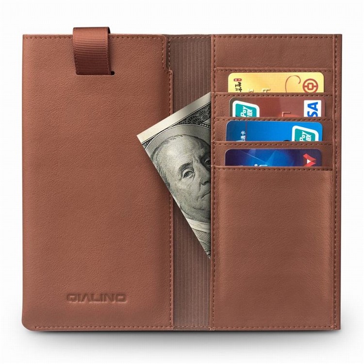 QIALINO Genuine Leather wallet Protective Pouch Case for Huaiwei P10 Plus - Brown-2