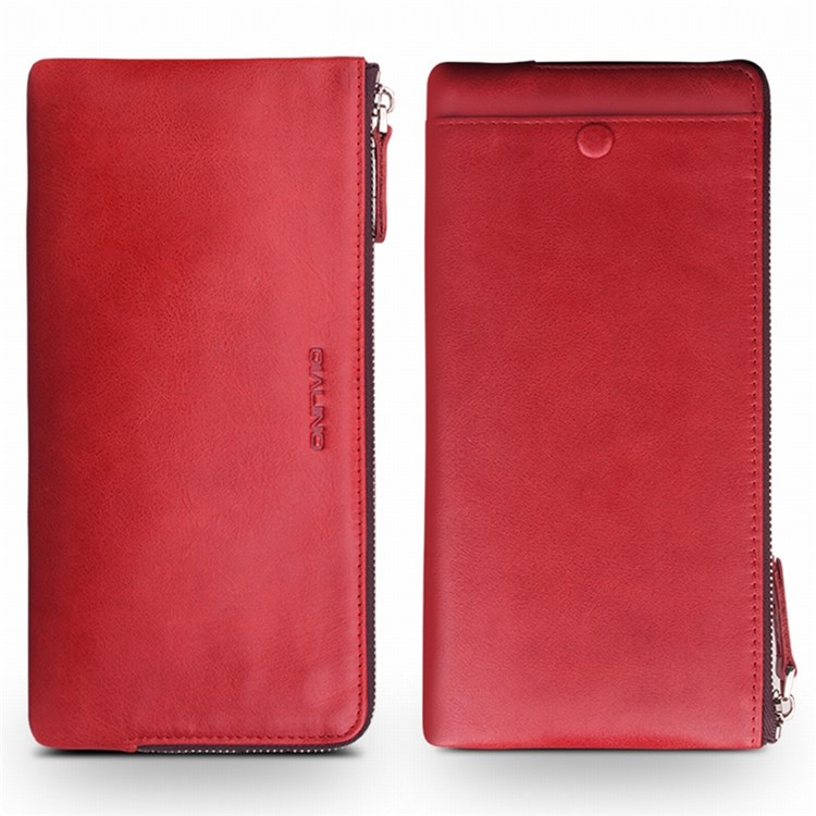 QIALINO Genuine Leather wallet Protective Mobile Phone Case for Huaiwei P10 Plus - Red-4