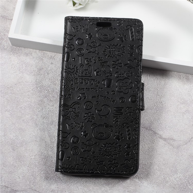 Cartoon Graffiti Leather Wallet Stand Phone Case for Huawei P10 Lite - Black-1
