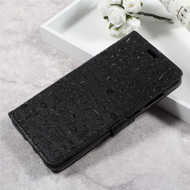 Cartoon Graffiti Leather Wallet Stand Phone Case for Huawei P10 Lite - Black-2