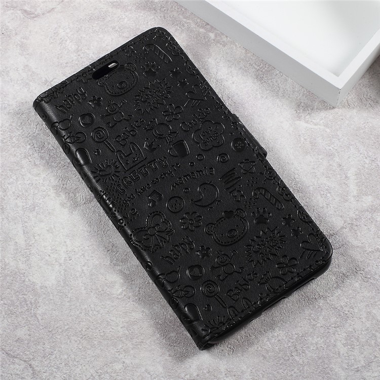 Cartoon Graffiti Leather Wallet Stand Phone Case for Huawei P10 Lite - Black-4