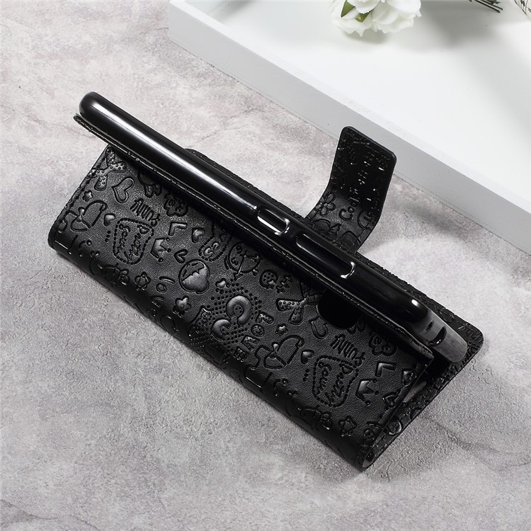 Cartoon Graffiti Leather Wallet Stand Phone Case for Huawei P10 Lite - Black-5