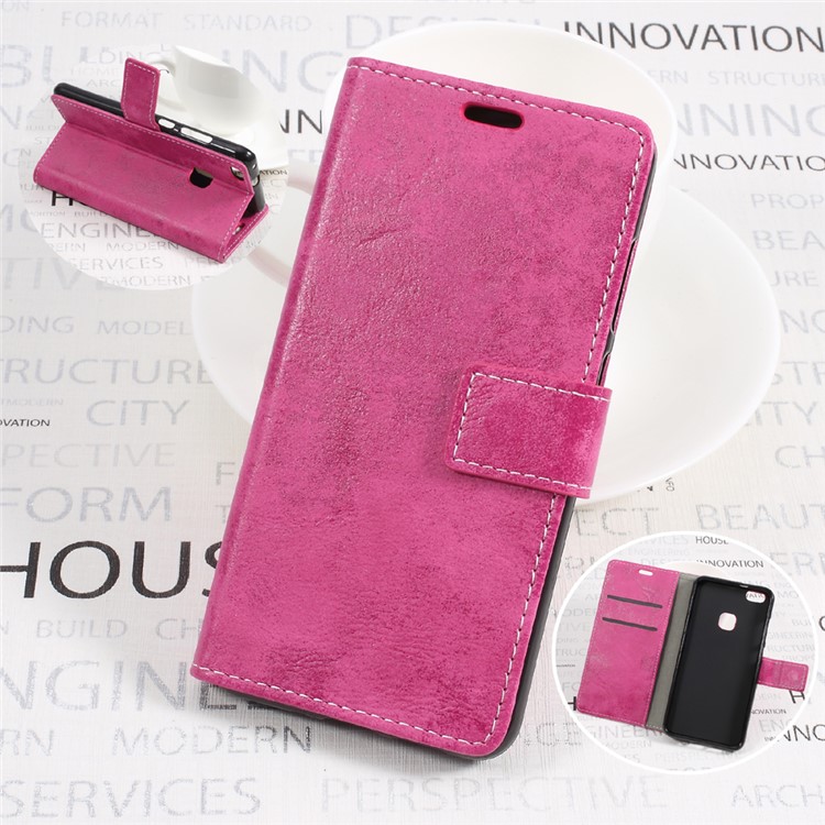 Retro Style Leather Wallet Mobile Phone Case for Huawei P10 Lite - Rosed-1