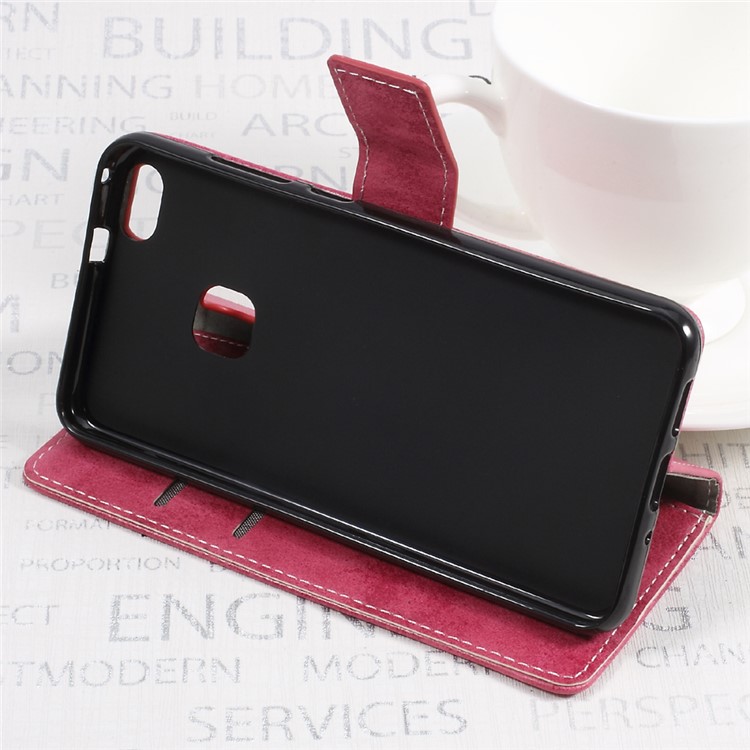 Retro Style Leather Wallet Mobile Phone Case for Huawei P10 Lite - Rosed-4