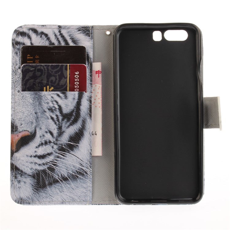Pattern Printing Leather Wallet Case for Huawei P10 - Tiger Pattern-9