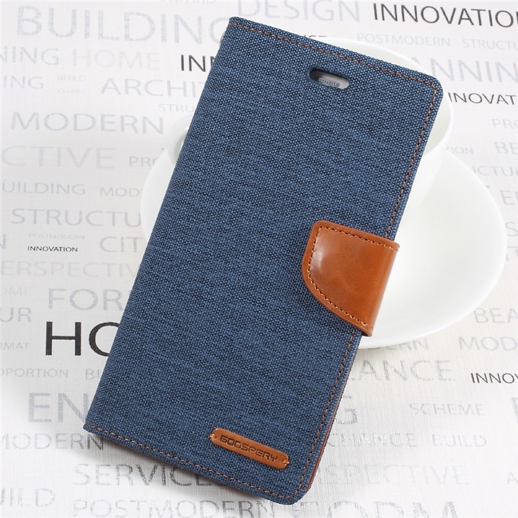 MERCURY GOOSPERY Canvas Diary Leather Case with Wallet Slots for Huawei P10 Plus - Dark Blue-1