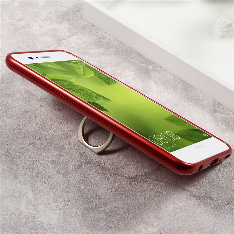 MERCURY GOOSPERY for Huawei P10 Plus Finger Ring Kickstand TPU Phone Cover - Red-4