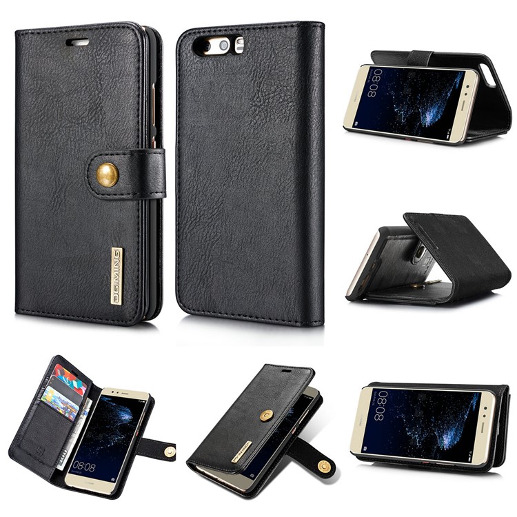 DG.MING for Huawei P10 Movable Inner Shell + Split Leather Wallet Case - Black-1