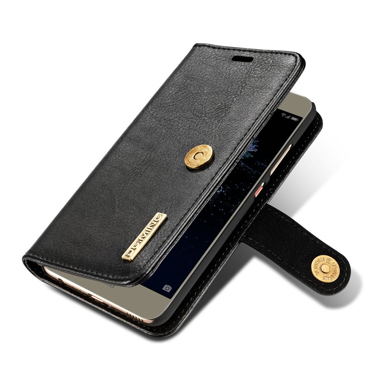 DG.MING for Huawei P10 Movable Inner Shell + Split Leather Wallet Case - Black-11