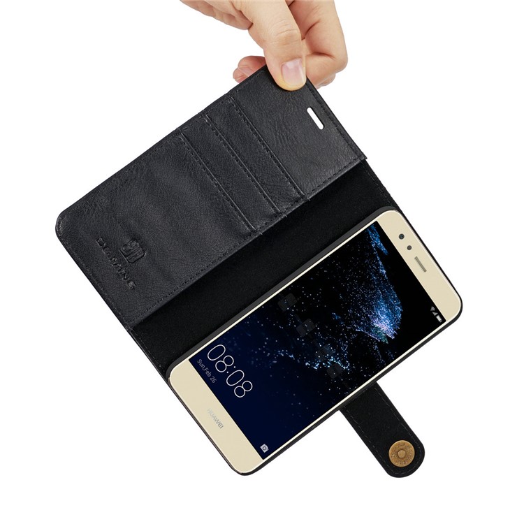 DG.MING for Huawei P10 Movable Inner Shell + Split Leather Wallet Case - Black-16