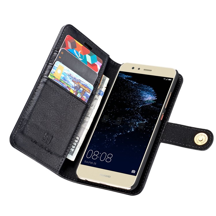 DG.MING for Huawei P10 Movable Inner Shell + Split Leather Wallet Case - Black-9
