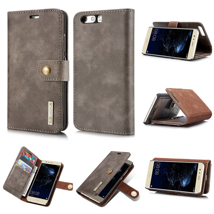 DG.MING Detachable 2 in 1 Inner Shell + Wallet Split Leather Cover for Huawei P10 - Coffee-1