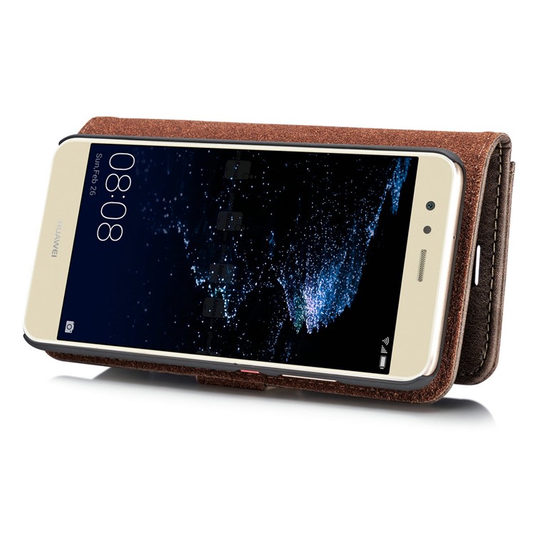 DG.MING Detachable 2 in 1 Inner Shell + Wallet Split Leather Cover for Huawei P10 - Coffee-13
