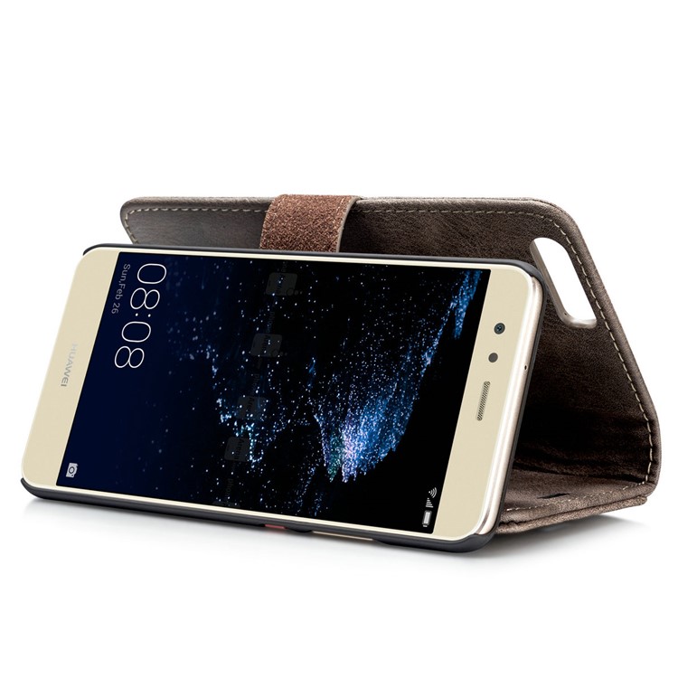 DG.MING Detachable 2 in 1 Inner Shell + Wallet Split Leather Cover for Huawei P10 - Coffee-14