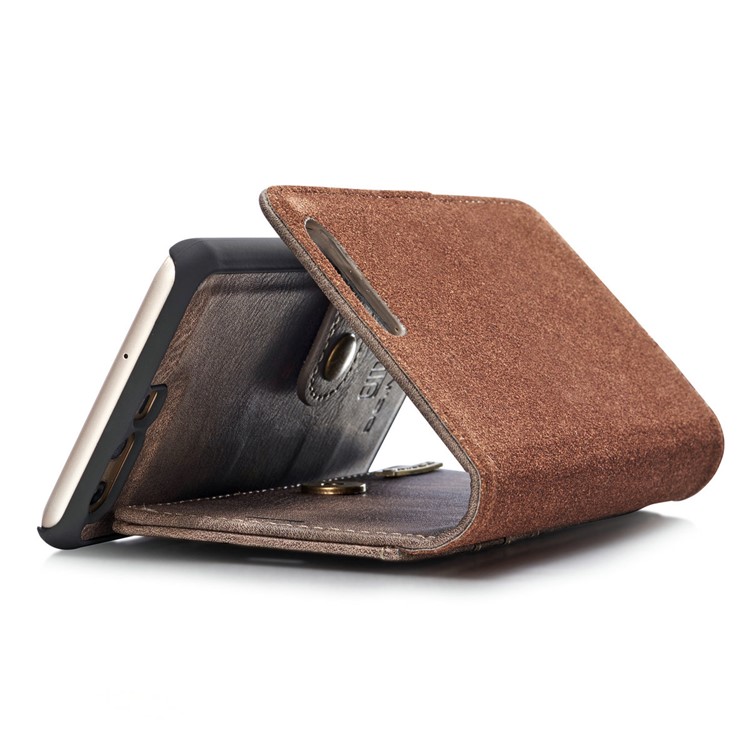 DG.MING Detachable 2 in 1 Inner Shell + Wallet Split Leather Cover for Huawei P10 - Coffee-15