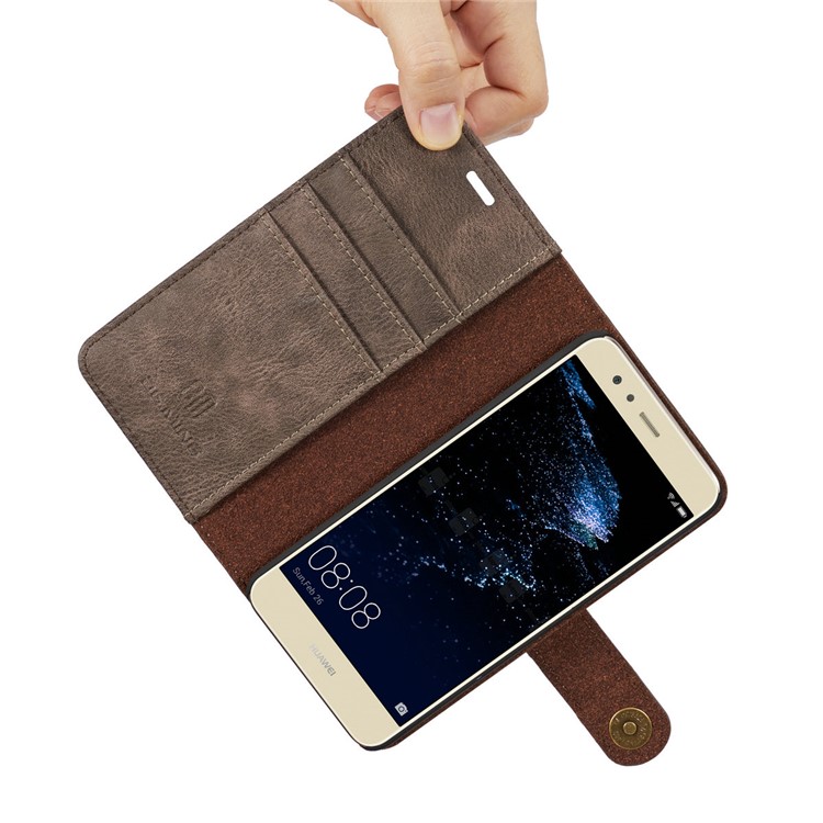 DG.MING Detachable 2 in 1 Inner Shell + Wallet Split Leather Cover for Huawei P10 - Coffee-16