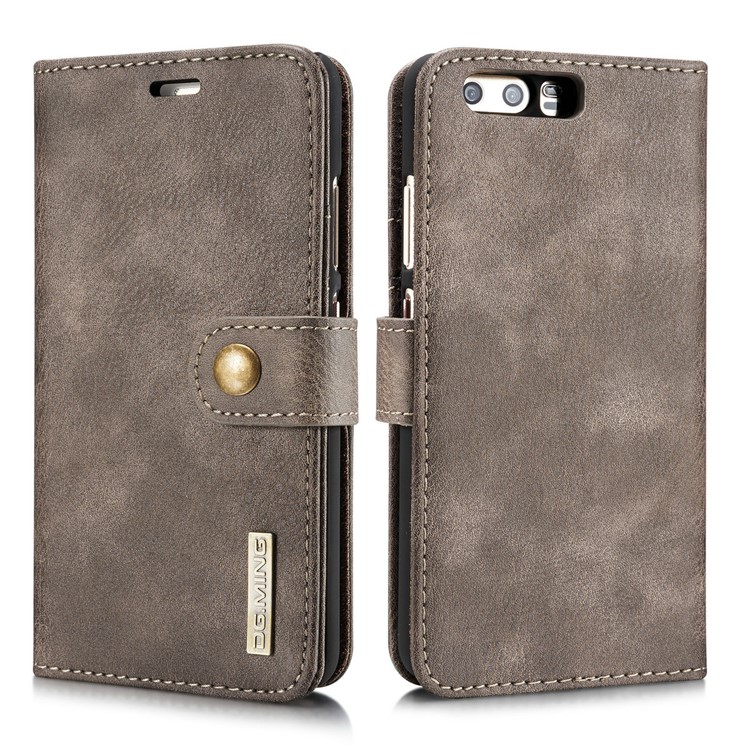 DG.MING Detachable 2 in 1 Inner Shell + Wallet Split Leather Cover for Huawei P10 - Coffee-3