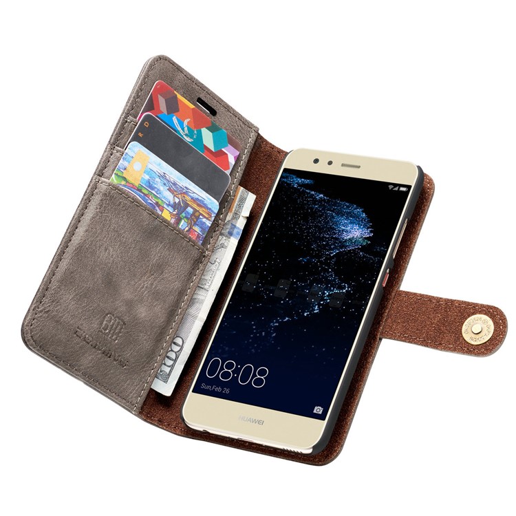 DG.MING Detachable 2 in 1 Inner Shell + Wallet Split Leather Cover for Huawei P10 - Coffee-9