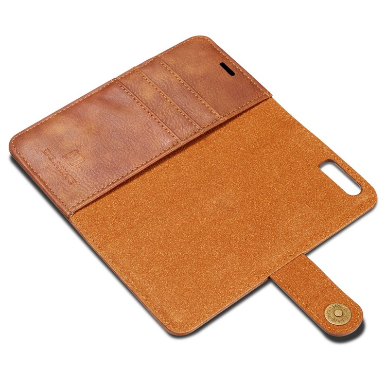 DG.MING Detachable 2-in-1 Split Leather Wallet Case Shell for Huawei P10 Plus - Brown-10