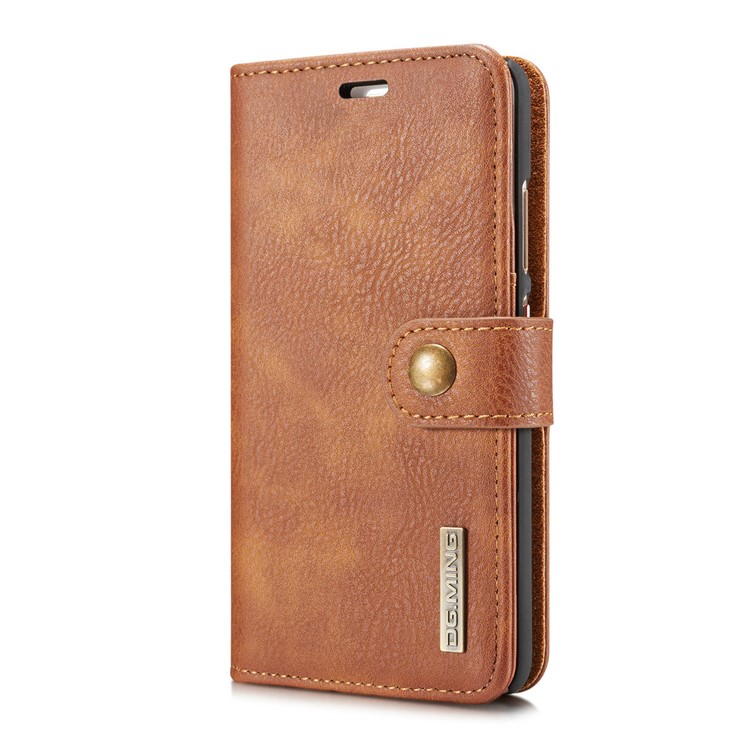 DG.MING Detachable 2-in-1 Split Leather Wallet Case Shell for Huawei P10 Plus - Brown-4