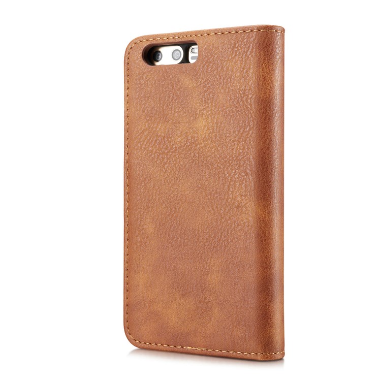 DG.MING Detachable 2-in-1 Split Leather Wallet Case Shell for Huawei P10 Plus - Brown-5