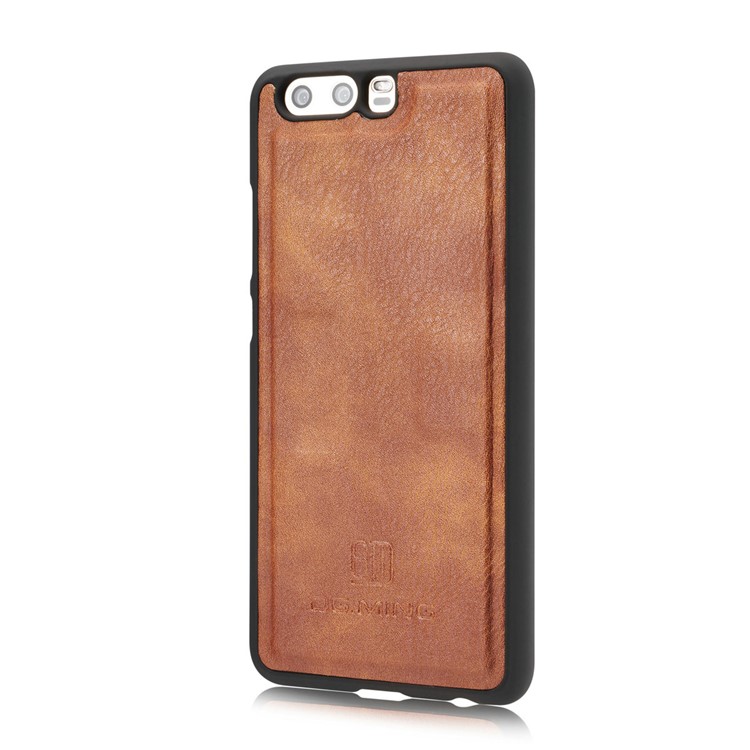 DG.MING Detachable 2-in-1 Split Leather Wallet Case Shell for Huawei P10 Plus - Brown-6