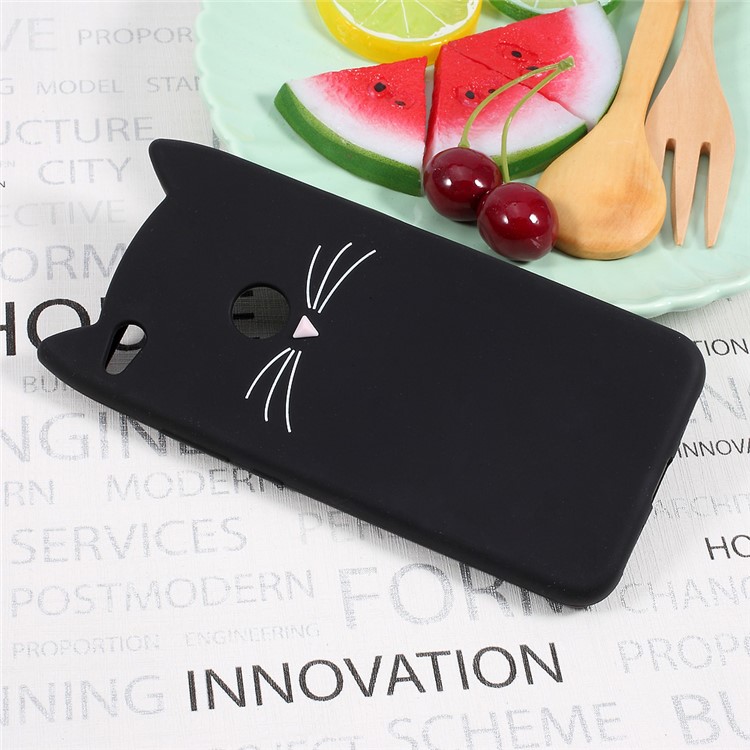 Cute 3D Moustache Cat Silicona móvil de la carcasa móvil para Huawei P8 Lite(2017) / honor 8 Lite - Negro-3