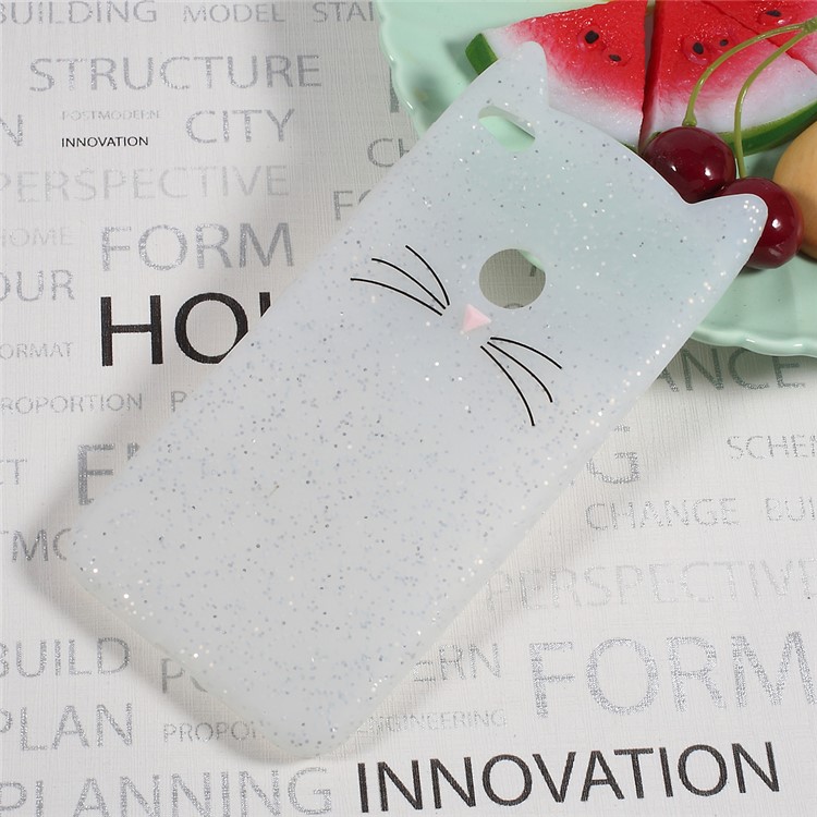 Cute 3D Mustache Cat Silicone Cover Case Accessory for Huawei P8 Lite (2017) / Honor 8 Lite - White-1