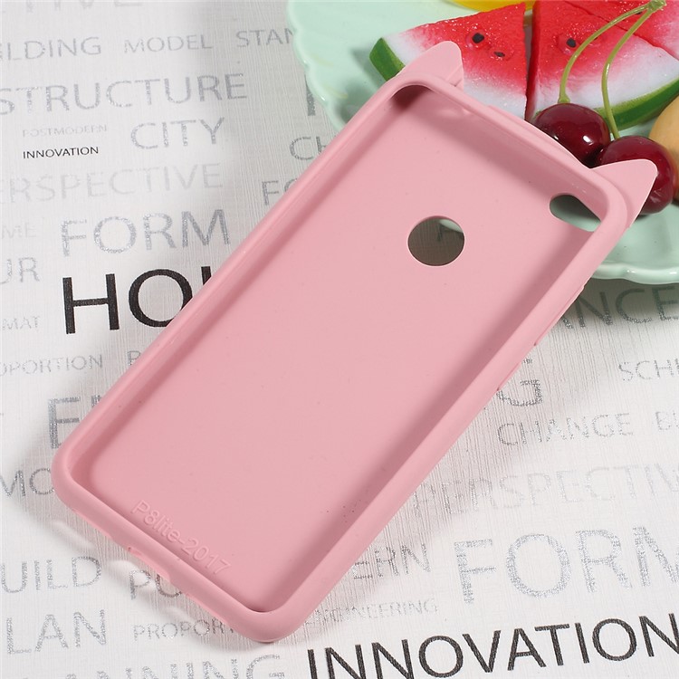 For Huawei P8 Lite (2017) / Honor 8 Lite Cute 3D Mustache Cat Silicone Mobile Phone Case - Pink-3