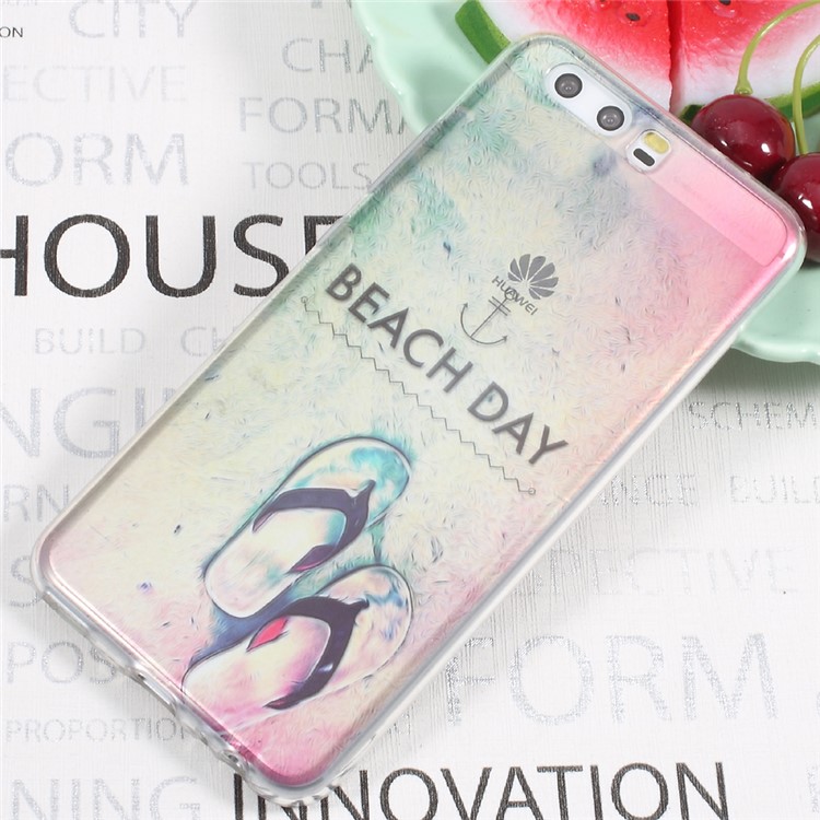 Pattern Printing Soft TPU Cell Phone Case for Huawei P10 - Beach Day-1
