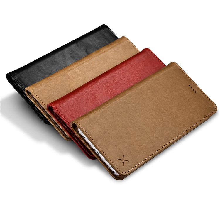 XOOMZ Auto-absorbed Genuine Leather Wallet Cell Phone Case for Huawei P10 Plus - Black-4