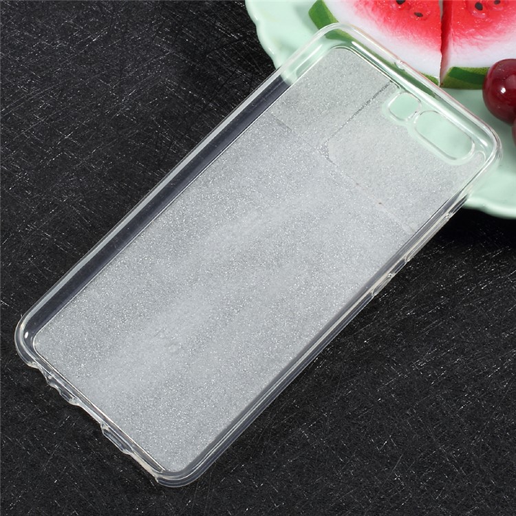 Gradient Glittery Powder TPU Ring Kickstand Mobile Casing for Huawei P10 Plus - Grey-9