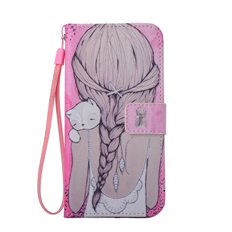 For Huawei P8 Lite (2017) / Honor 8 Lite Patterned Stand Leather Wallet Case - Girl Hugging A Cat-1