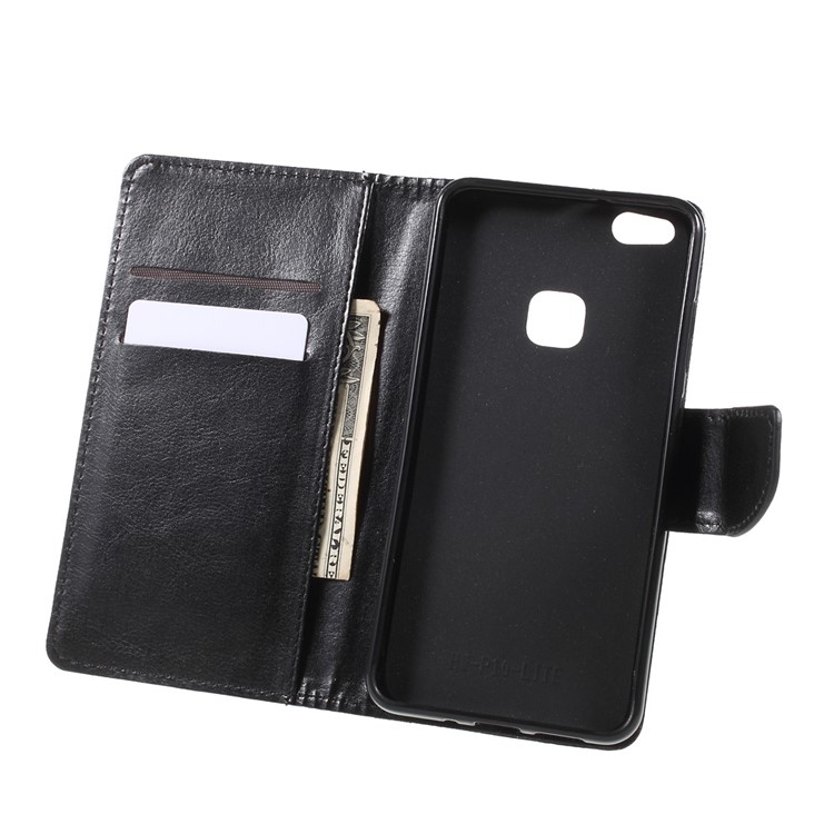 Crazy Horse Texture Leather Wallet Stand Mobile Protective Case for Huawei P10 Lite - Black-6